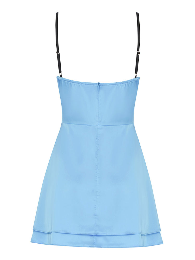 Women's Clothing Dresses | Party Dresses Blue Straps Neck Zipper Sleeveless Two-Tone Asymmetrical Semi Formal Dress - FL01026