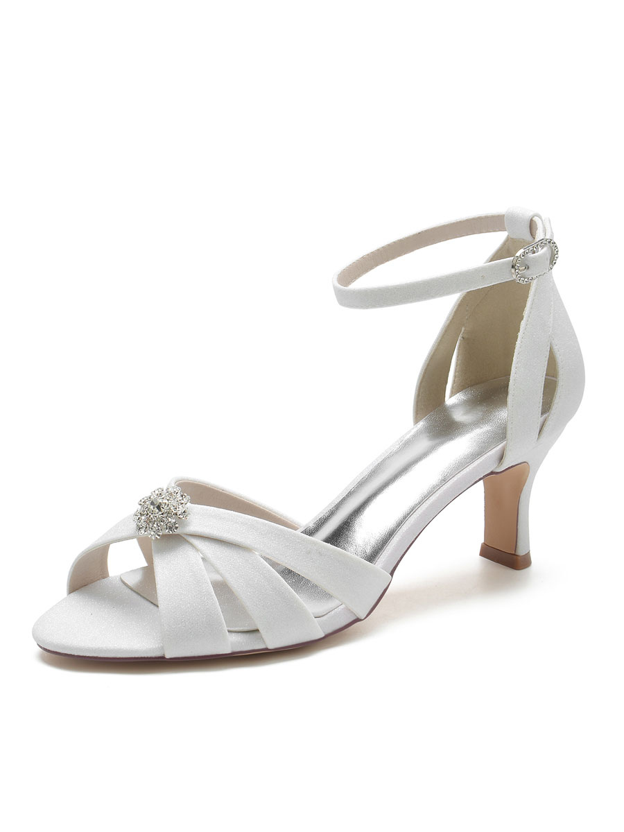 Shoes Occasion Shoes | Women's Rhinestones Ankle Strap Chunky Heel Bridal Sandals - VW10627