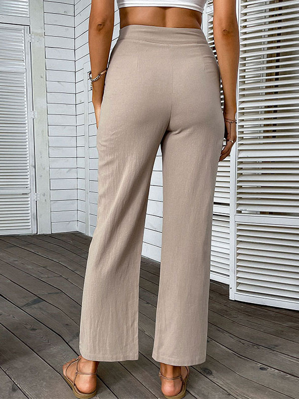 Women's Clothing Women's Bottoms | Pants Khaki Polyester Trousers - RR45033