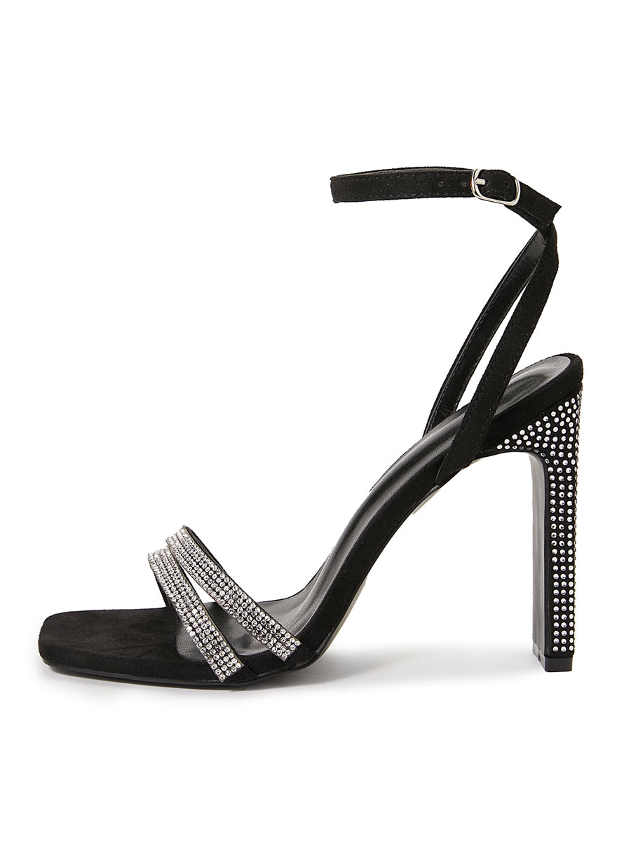 Chaussures Chaussures femme | Sandales à talons pour femmes Bout carré Sandales à talons épais Tige en micro suède - RG82153