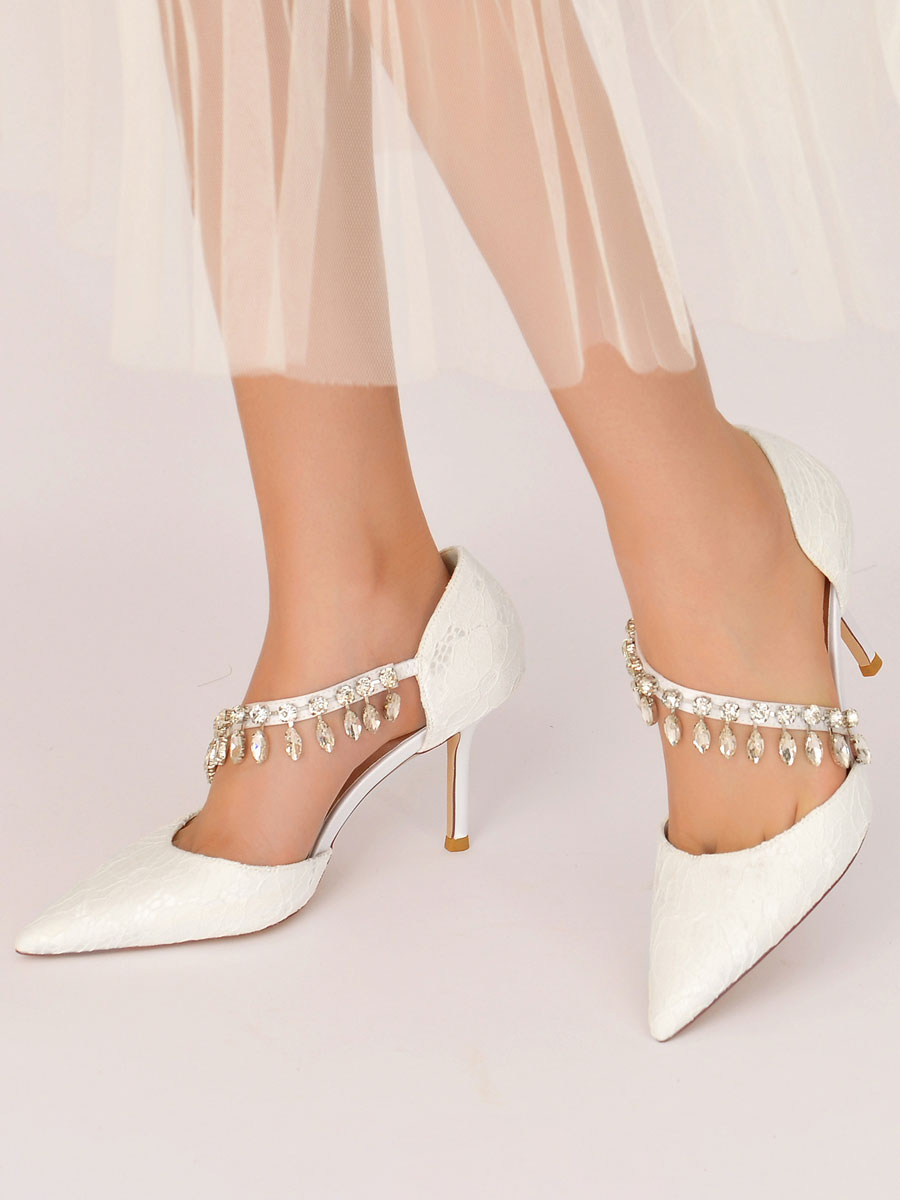 Shoes Occasion Shoes | Women's Jeweled Strap Heeled Bridal Pumps - OO97458