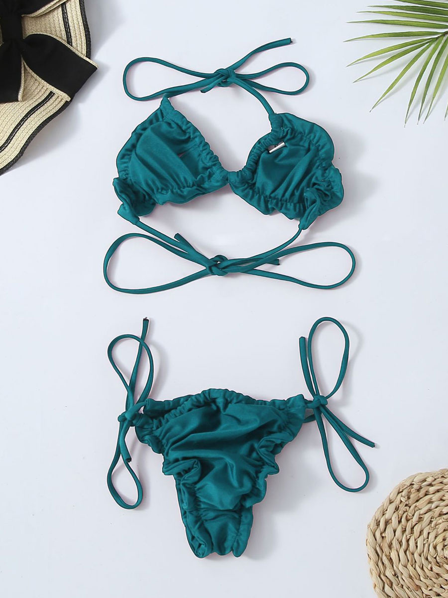 Women's Clothing Swimsuits & Cover-Ups | Bikini Swimsuit For Women Dark Green Summer Sexy Swimwear - KU33183