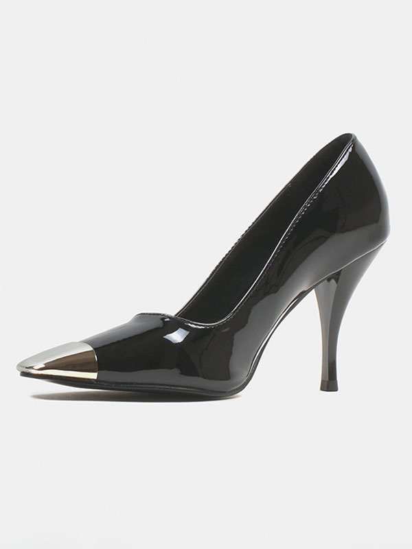 Zapatos de Mujer | Tacones altos para mujer Detalles de metal Bombas Chic Punta cuadrada Tacón de aguja Charol - XQ91484