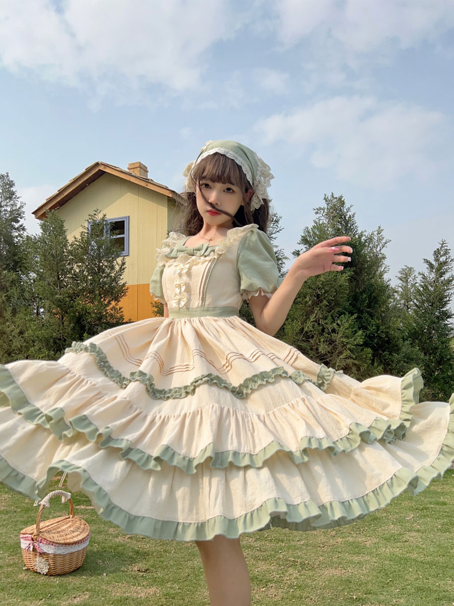 Three Colors 】Alice Bunny Peter Pan Short Sleeves Sweet Lolita Dress -  Lolitashow.Com