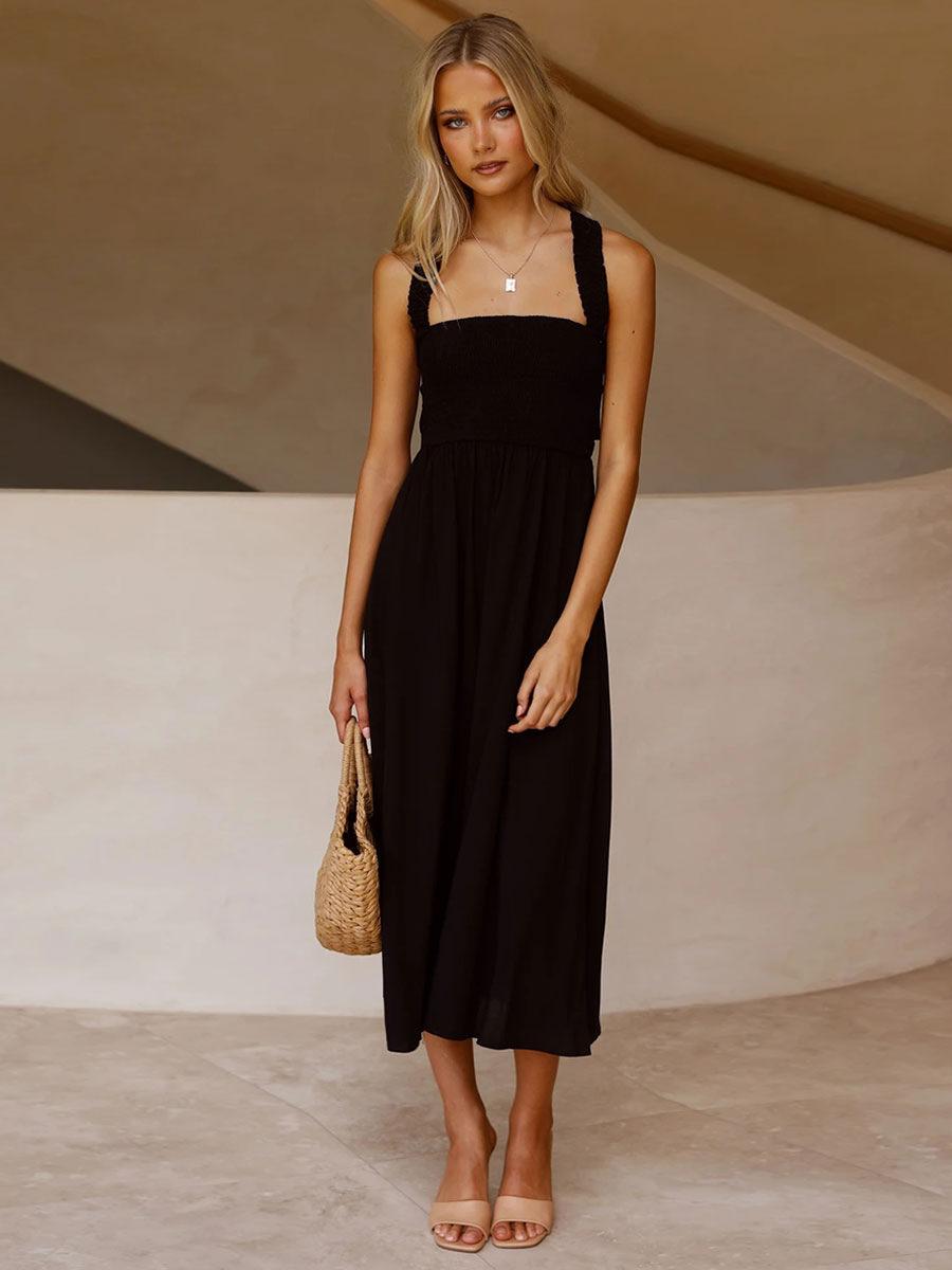 Women's Clothing Dresses | Maxi Dress Sleeveless Polyester Casual Layered Long Dress - OF62877