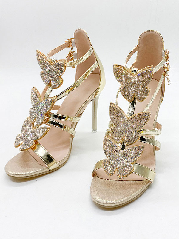 Chaussures Chaussures femme | Sandales à talons pour femmes Bout ouvert Talon stiletto Sandales Cuir PU - YJ60105