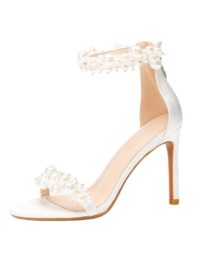 Shoes Occasion Shoes | Women's Pearls Ankle Strap Stiletto Heel Wedding Sandals - WA65275