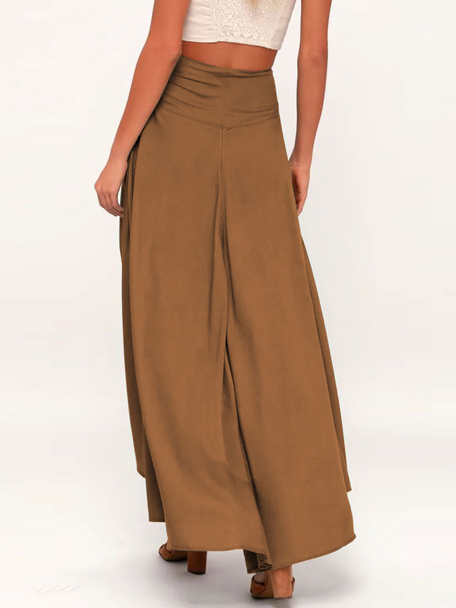 Women's Clothing Women's Bottoms | Women Skirt Coffee Brown Polyester Raised Waist Autumn And Winter Women Bottoms - ZX04615