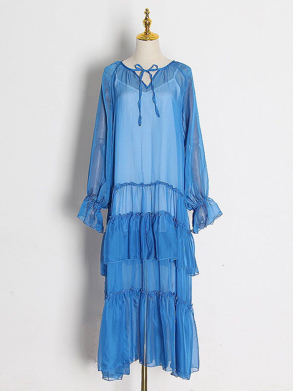 Women's Clothing Dresses | Boho Dress V-Neck Long Sleeves Beach Dress - WI82392