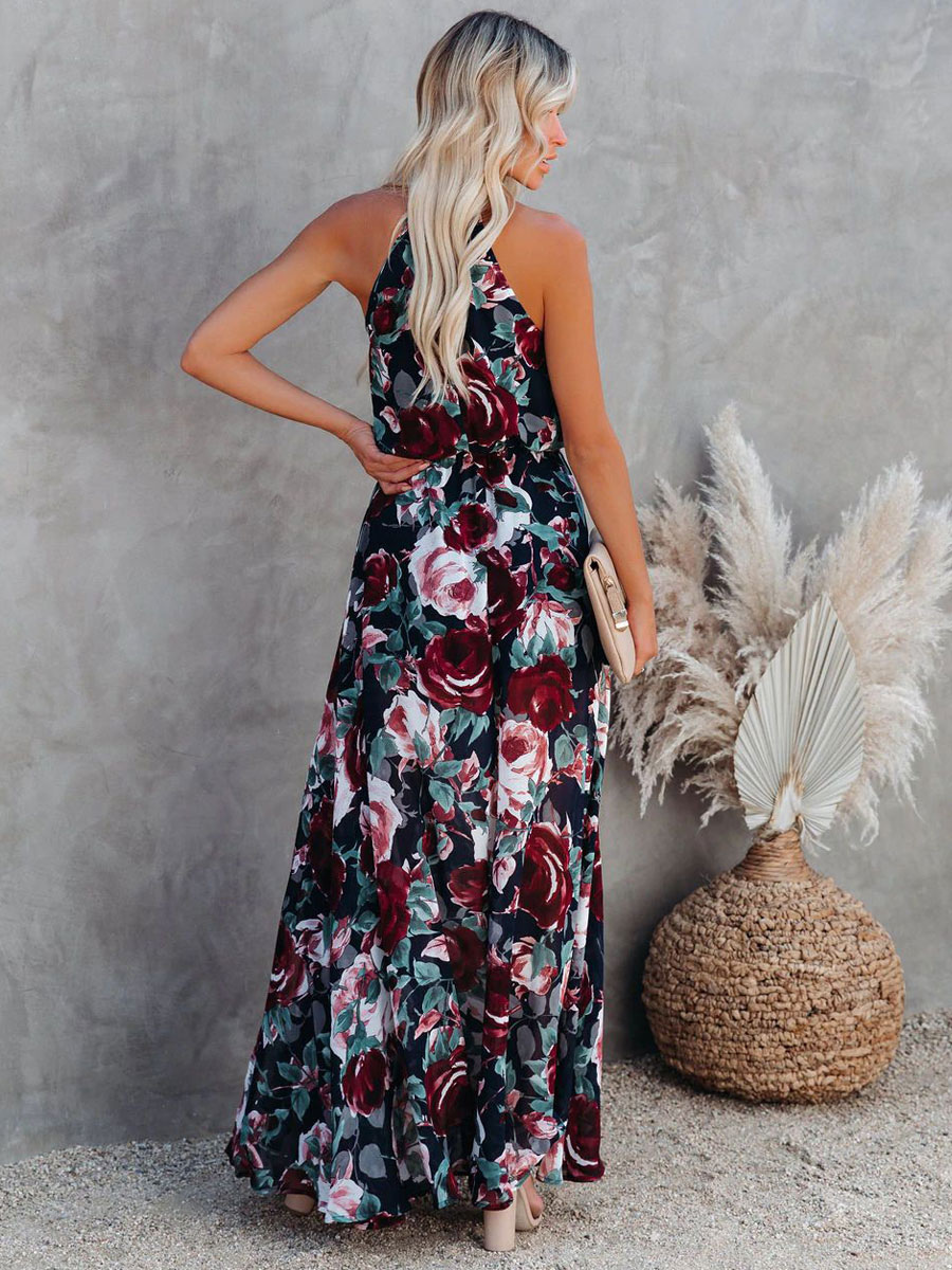 Women's Clothing Dresses | Maxi Dress Jewel Neck Sleeveless Polyester Casual Long Dress - PA95860