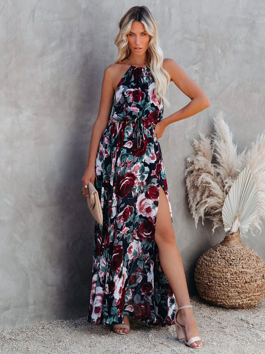 Women's Clothing Dresses | Maxi Dress Jewel Neck Sleeveless Polyester Casual Long Dress - PA95860