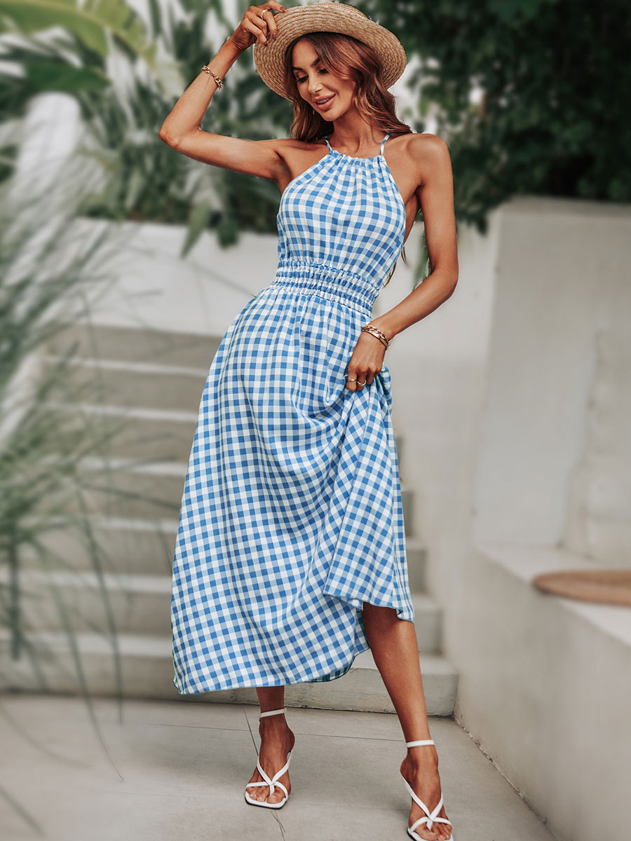 Women's Clothing Dresses | Maxi Dress Square Neck Sleeveless Polyester Printed Long Dress - PH70991