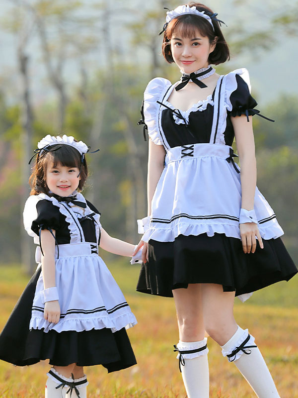 Costumes Lolita | Parent-child Black Lolita OP Dress Ruffles Lolita One Piece Dresses - NH01175