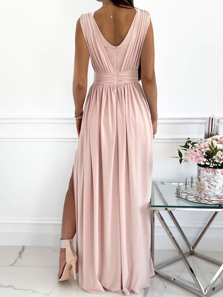 Women's Clothing Dresses | Maxi Dress V-Neck Sleeveless Polyester Sexy Floor Length Dress - NR74576