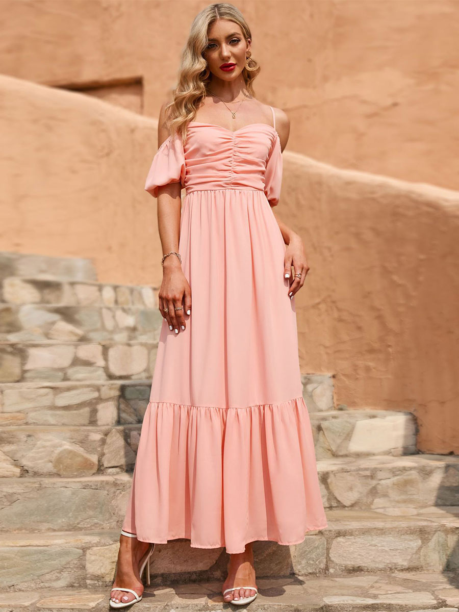 Women's Clothing Dresses | Maxi Dress Polyester Casual Floor Length Dress - MR05008