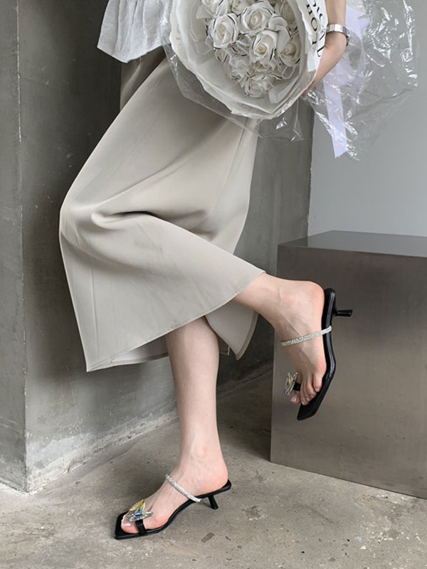 Chaussures Chaussures femme | Femme Strass Talon Aiguille Verni PU Upper Mules Blanc - IR72635