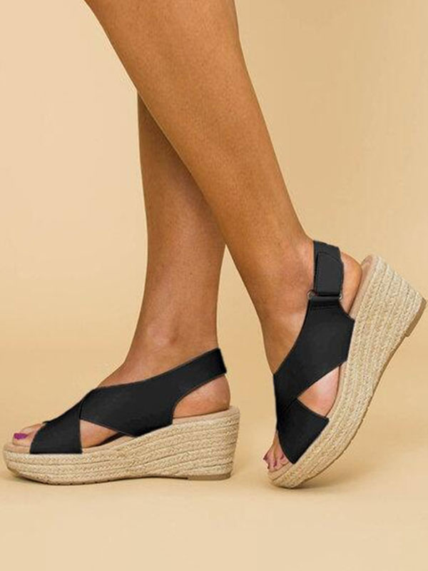 Chaussures Chaussures femme | Talons compensés pour femmes Street Wear Sandales à bout ouvert en similicuir - LT50659