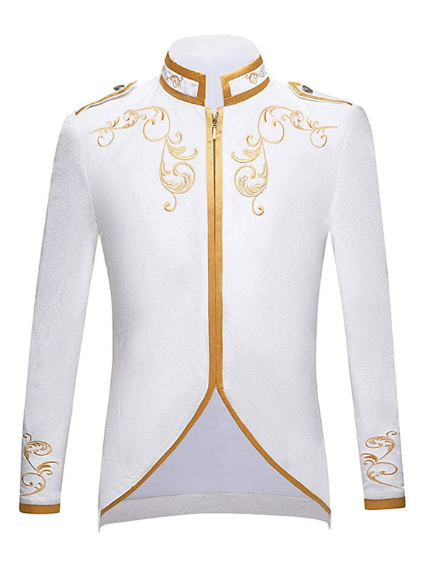 Costumes Costumes | White Vintage Top Vintage Polyester Long Sleeves Retro Costumes For Man - BF85490