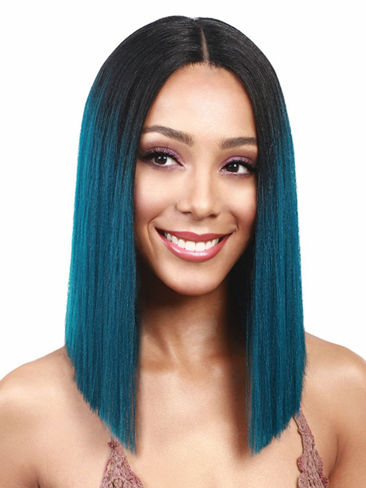 Women's Clothing Accessories | Medium Wigs Synthetic Wigs Women's Wigs Blue Bobs Heat-resistant Fiber Medium Medium Wig For Woma