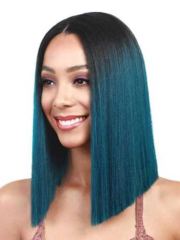 Women's Clothing Accessories | Medium Wigs Synthetic Wigs Women's Wigs Blue Bobs Heat-resistant Fiber Medium Medium Wig For Woma