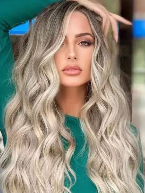 Women's Clothing Accessories | Long Wig For Woman Flaxen Curly Heat-resistant Fiber Casual Highlighting Hair Long Synthetic Wigs