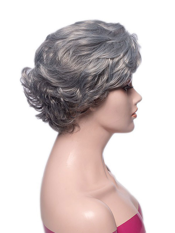 Women's Clothing Accessories | Synthetic Wigs Silver Curly Heat-resistant Fiber Short Women's Short Wig For Women - JS30631