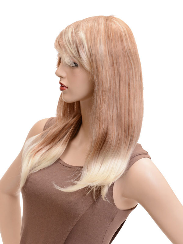 Women's Clothing Accessories | Long Wig For Woman Deep Apricot Side-swept Bangs Heat-resistant Fiber Chic Long Synthetic Wigs - 