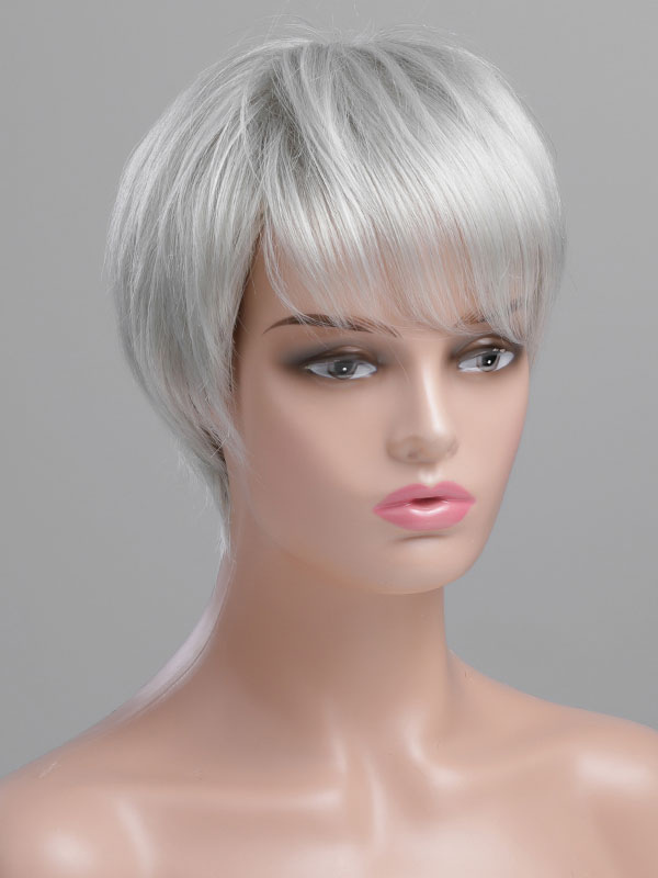 Women's Clothing Accessories | Human Hair Wigs For Women Silver Human Hair Chic Short Human Hair Wigs - GX43919