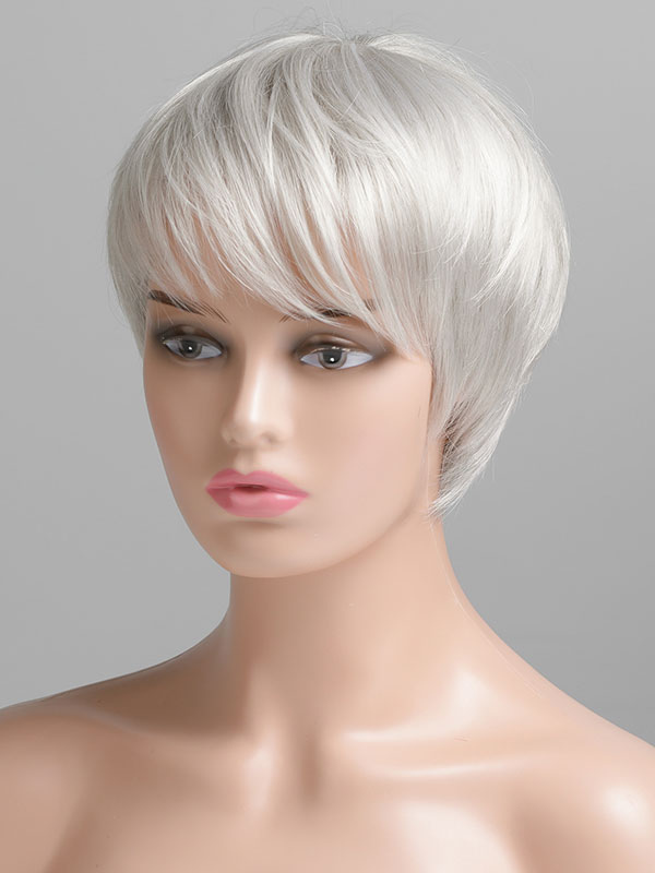 Women's Clothing Accessories | Human Hair Wigs For Women Silver Human Hair Chic Short Human Hair Wigs - LC91636