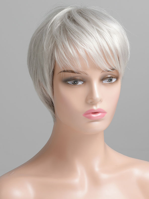 Women's Clothing Accessories | Human Hair Wigs For Women Silver Human Hair Chic Short Human Hair Wigs - LC91636