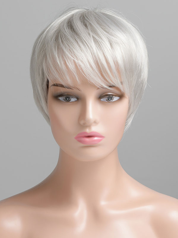 Women's Clothing Accessories | Human Hair Wigs For Women Silver Human Hair Chic Short Human Hair Wigs - LC91636