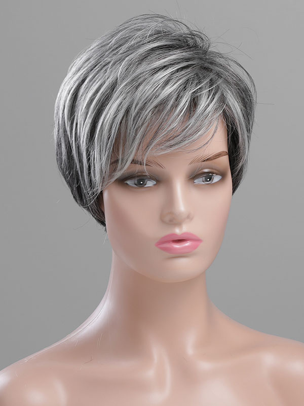 Women's Clothing Accessories | Human Hair Wigs For Women Light Gray Human Hair Chic Short Human Hair Wigs - FR87184