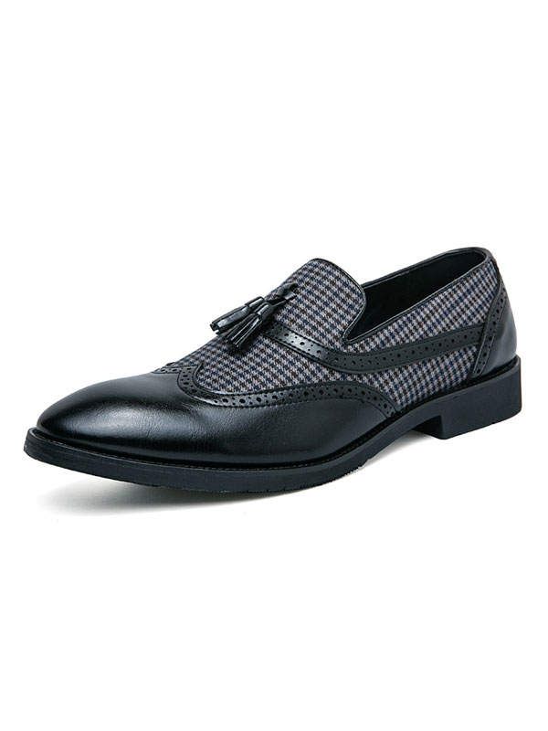 Zapatos de hombre | Zapatos mocasines para hombre Moda PU Cuero Pom Poms Color Block Slip-On - XO37955