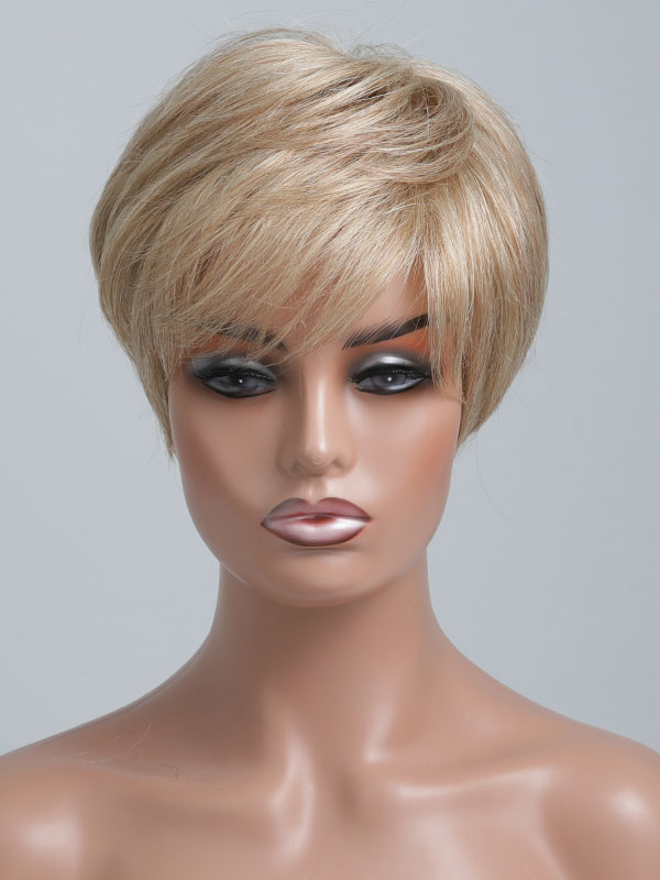 Women's Clothing Accessories | Human Hair Wigs For Woman Gold Rayon Casual Short Human Hair Wigs - GS26900