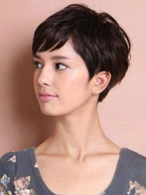 Moda Mujer Accesorios | Pelucas de cabello humano para mujer Pelucas de cabello humano cortas elegantes de rayón marrón oscuro - TP21344