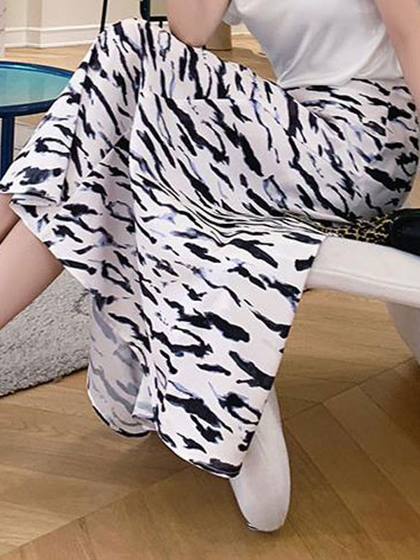 Mode Femme Bas Femmes | Jupe Longue Imprimés Femme Coupe Cintrée Bas Evasée Bicolores - ZS34956