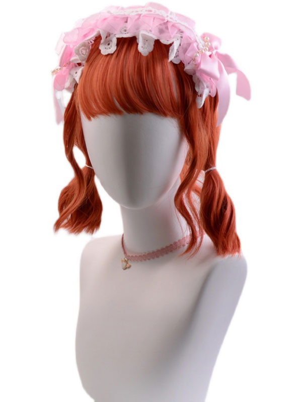 Costumes Lolita | Sweet Lolita Wigs Orange Short Heat-resistant Fiber Lolita Accessories - CU31388