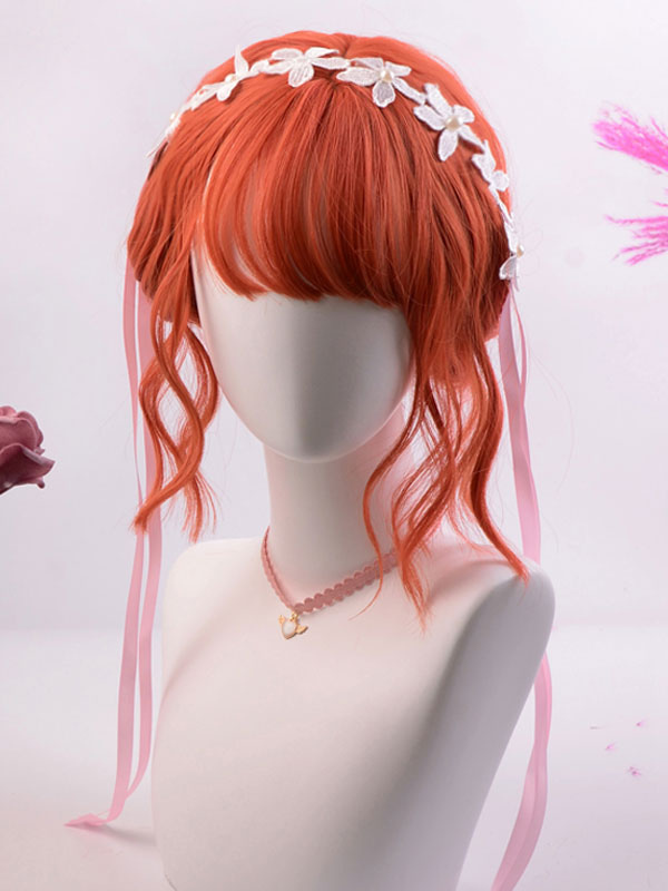 Costumes Lolita | Sweet Lolita Wigs Orange Short Heat-resistant Fiber Lolita Accessories - CU31388