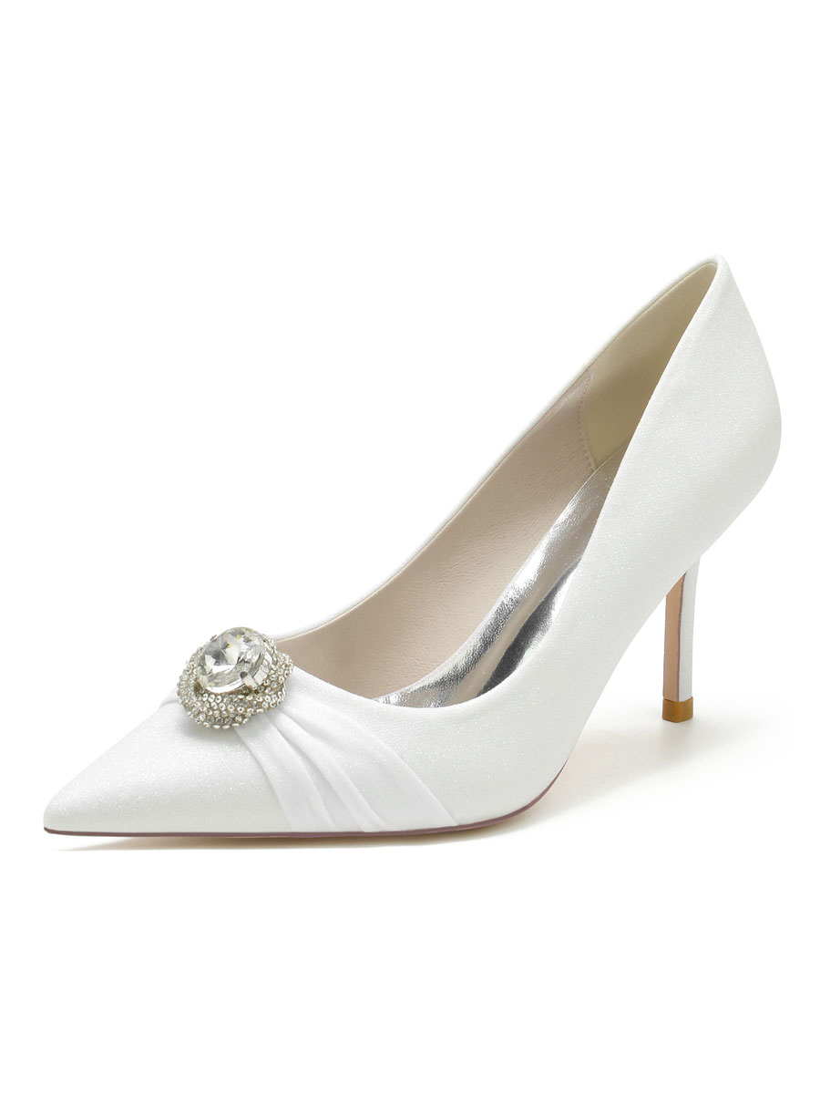Zapatos de Fiesta | Zapatos de boda para mujer Pedrería Lentejuelas Tela Punta estrecha Tacón de aguja Zapatos de novia - FV73919