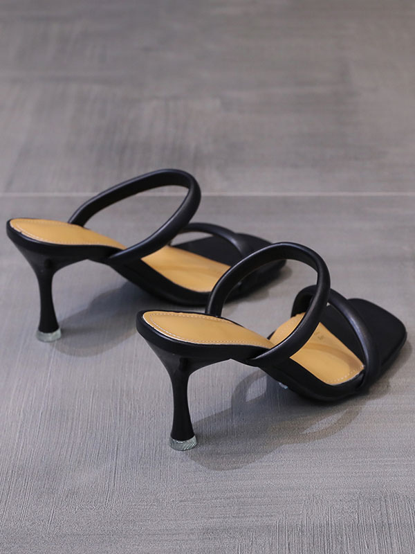 Chaussures Chaussures femme | Mules à talons pour femmes en cuir PU à bout carré Mules à talons aiguilles - PH81856
