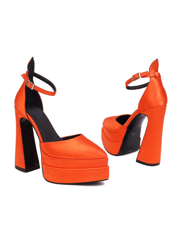 Chaussures Chaussures femme | Chaussures à Talons avec Plateforme Femme avec Bout Carré avec Brides Unicolore - TK05350