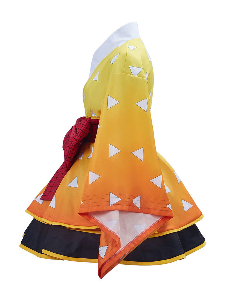 Demon Slayer: Kimetsu no Yaiba Agatsuma Zenitsu Orange Kimono Maid ...