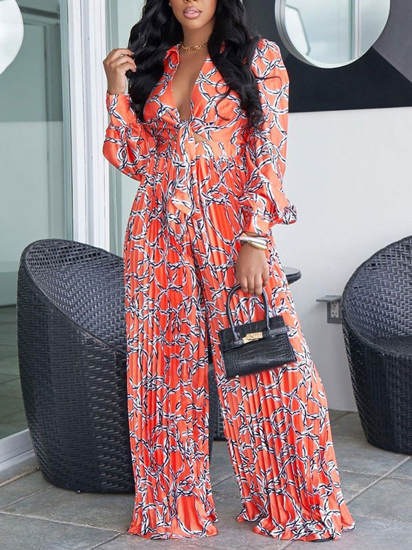 Two Piece Sets Orange Red Polyester 