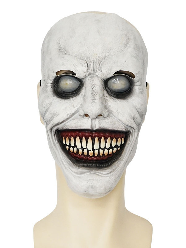 Película El exorcista Máscara de terror de Halloween Sonrisa Ojos blancos  Demonio Sombrero de látex 