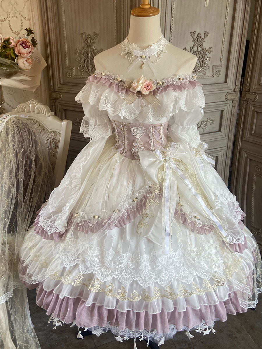 Robe Mignonne Lolita OP Robe À Manches Courtes En Polyester