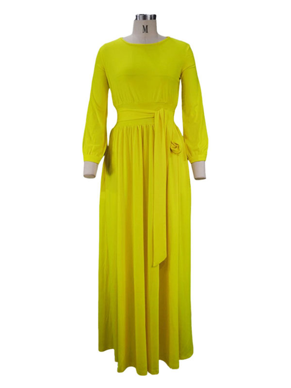 Robe longue femme avec col V et manches ouvertes
