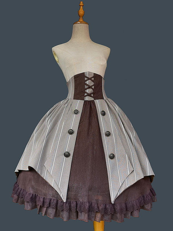 Jupe Lolita Gothique Infanta Café Marron Jupes Corset SK Lolita