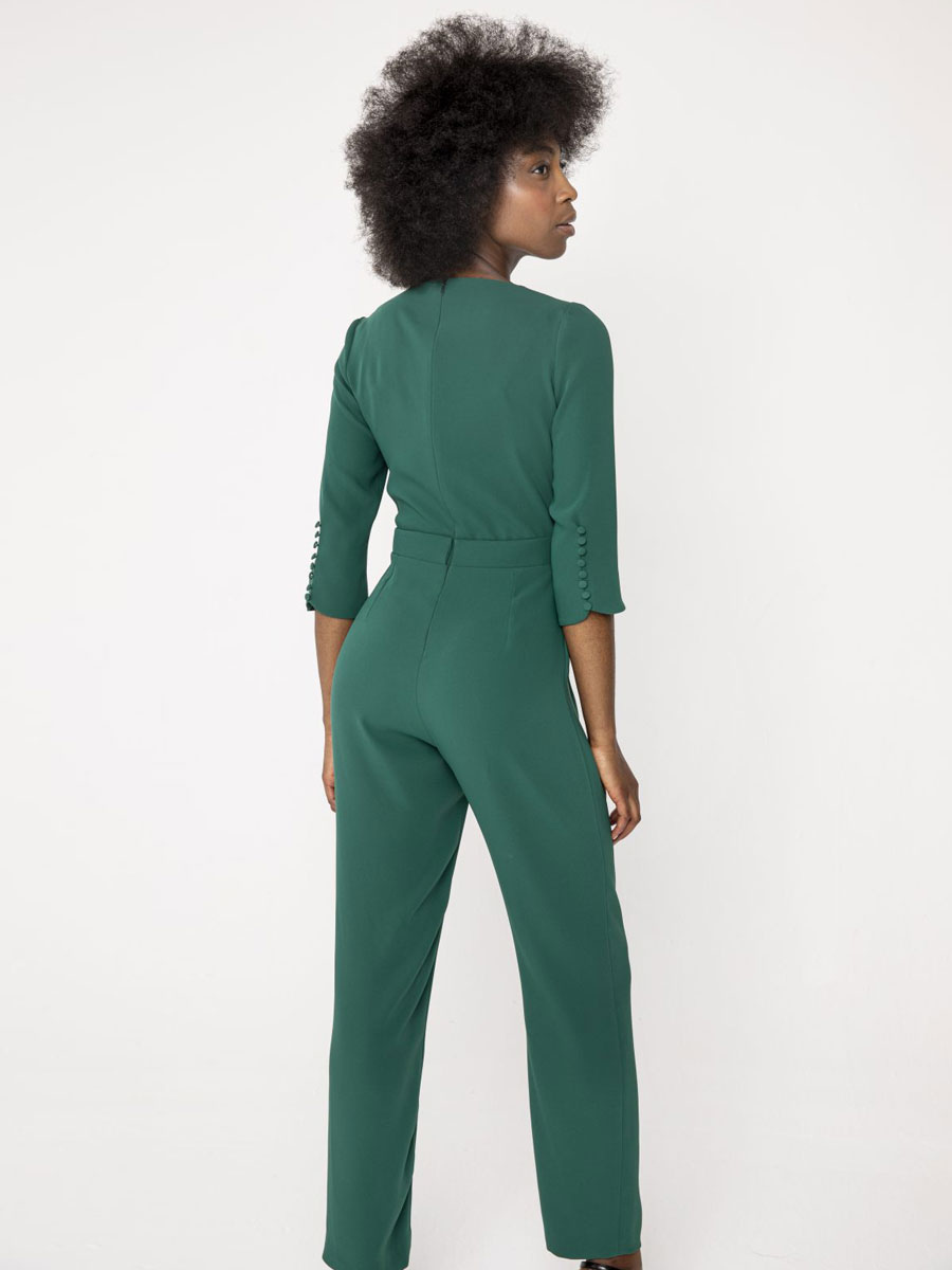 Combinaison de soir?�e Combinaison de mari?�e tenue mariage col V manche 3/4 longueur cheville 