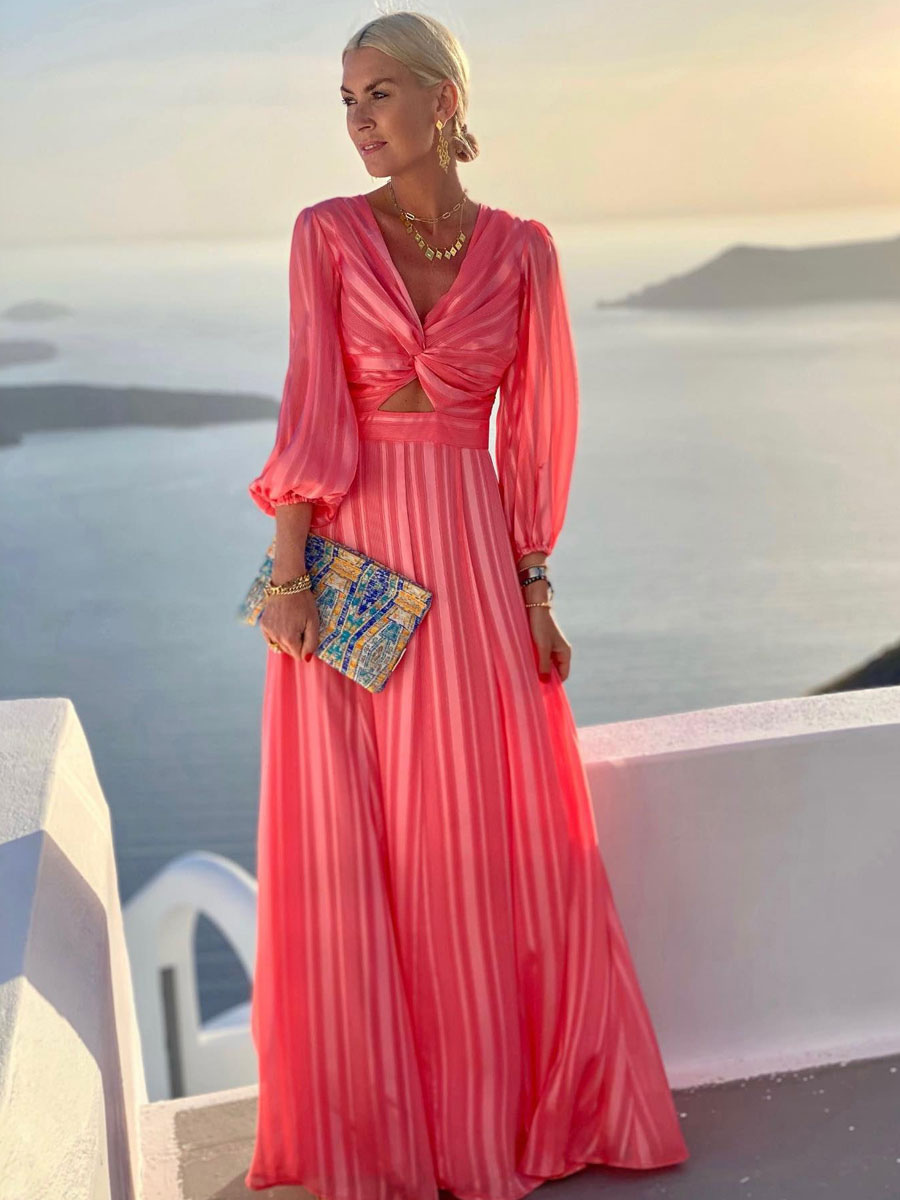 Sexy Crew Neck Long Sleeve Plain Tight Maxi Dress