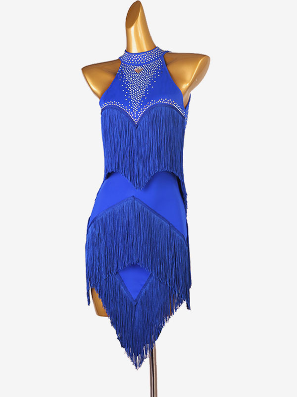 Vestidos de baile Conjunto de mujer azul real Vestido de lycra spandex Ropa de baile - Costumeslive.com